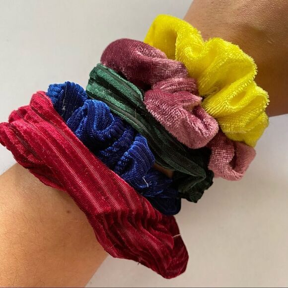 Set of 5 Jewel Tone Velvet Scrunchies - Picture 1 of 2